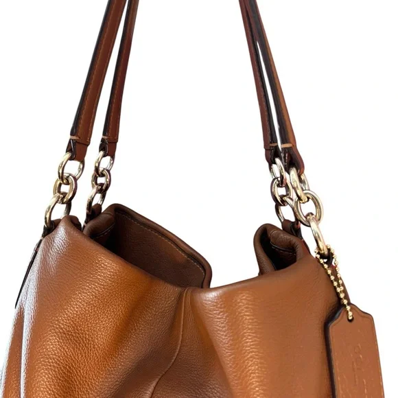 Coach Lexy Shoulder Bag Pebbled Leather Saddle Gold Chain - Picture 5 of 8